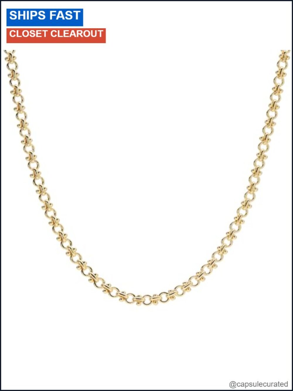 14K Gold Plated Chunky Chain Necklace Lobster Clasp Water Resistant